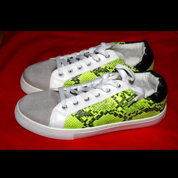 LFL by Lust for Life Shoes - Lust for life lfl L4L white snakeskin neon green fashion sneakers size 10 shoes